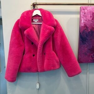 Noize || Bright Pink Faux Fur Coat || size Medium